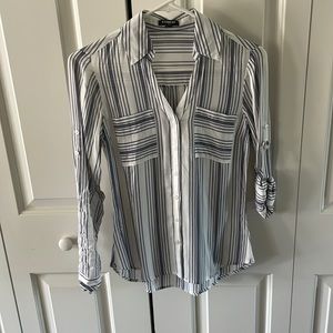 Express Button Down Shirt - Blue and White Stripes